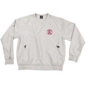 Nike Boston Red Sox Jacket Men Small Beige Pullover V-Neck Windbreaker‎ Fenway